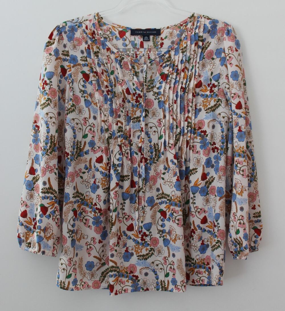 Tommy Hilfiger Womens Floral Blouse Long Sleeve Size XS Pre-Owned